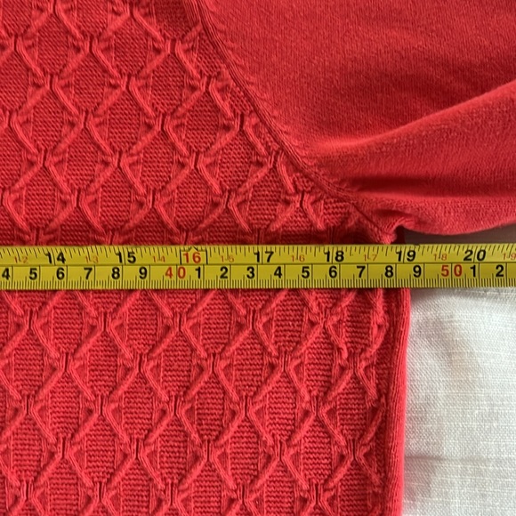 Talbots coral raised diamond stitching 3/4 length v-neck sweater - Picture 5 of 13